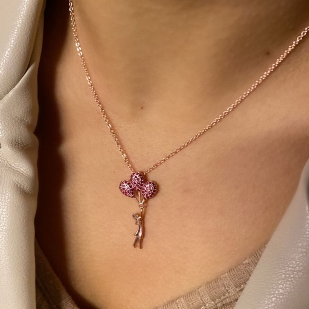 STAINLESS GOLD PINK BALOON NECKLACE 😍